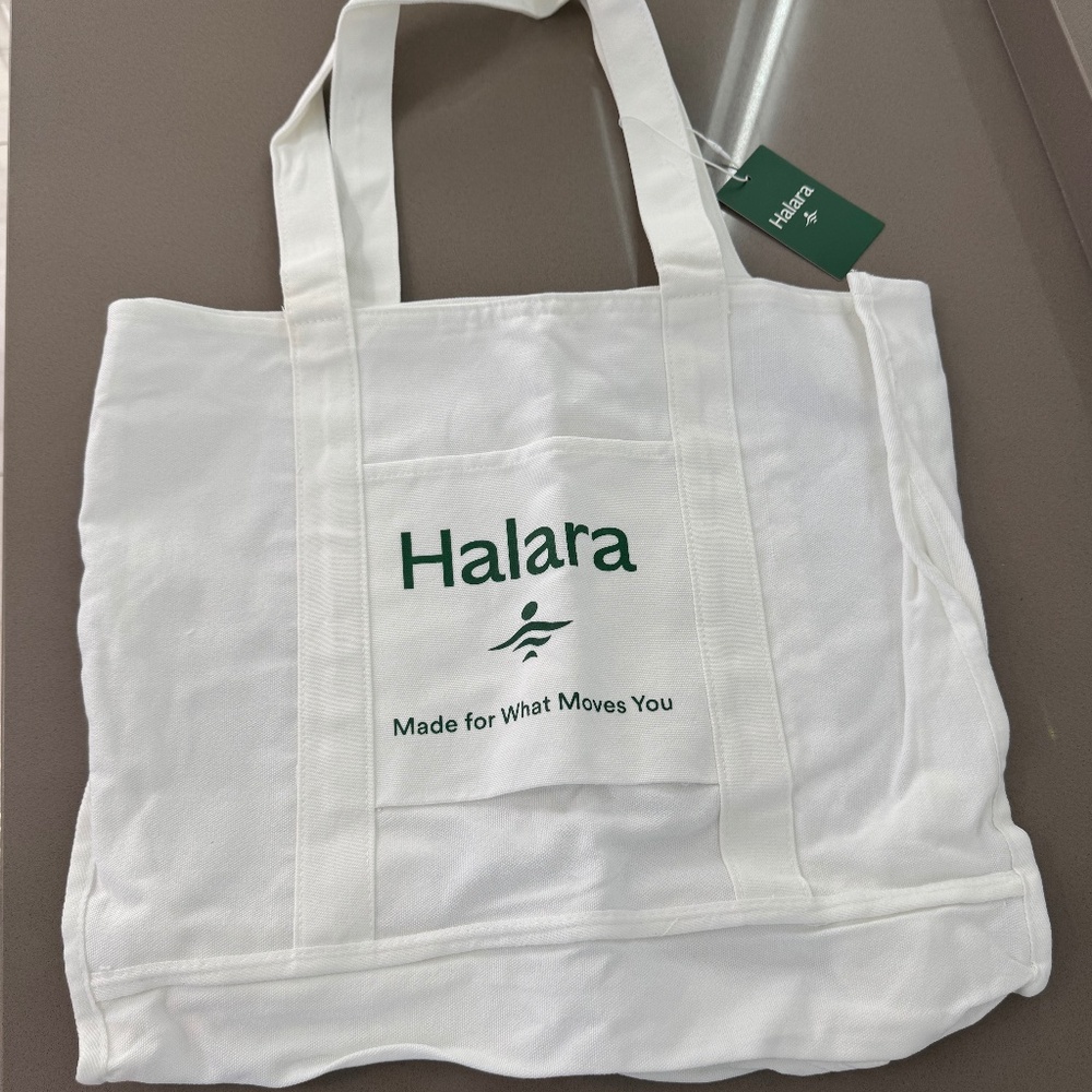 Halara White Canvas Tote Bag